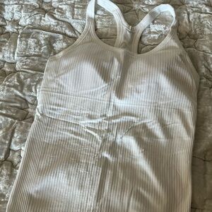 Lululemon Athletica White Ribbed Tank Top